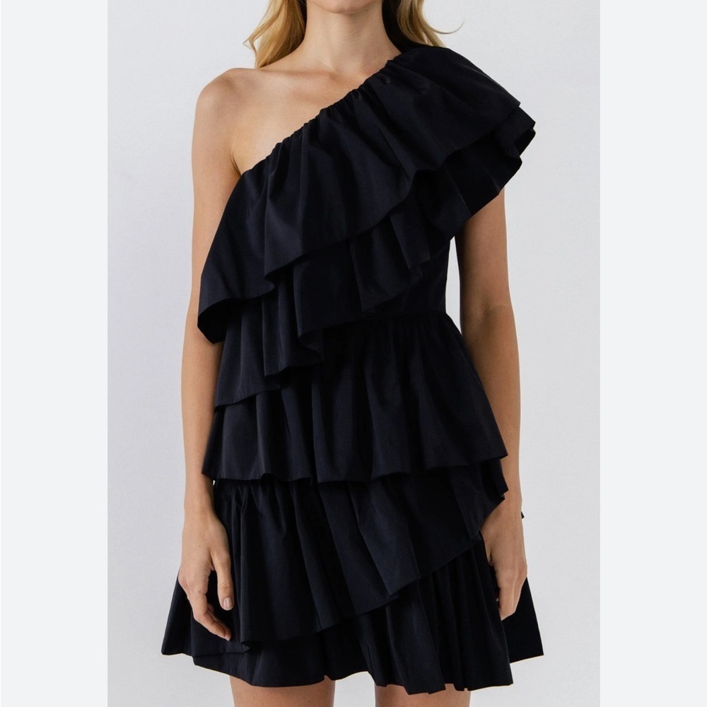 Endless rose revolve one shoulder tiered ruffled mini dress